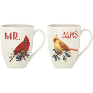 imageLenox 863973 Winter Greeting 2Piece Mr ampamp Mrs Mug Set Christmas Drinkware Holiday Hosting2 Count Pack of 1