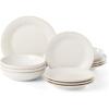 imageLenox French Perle Groove 12Piece Plate ampamp Bowl Set 2305 LB White12Piece Place Setting  Pasta Bowl