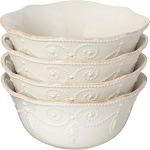 imageLenox 851745 French Perle White 16Piece Dinnerware SetAllPurpose Bowls  Set of 4