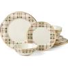 imageLenox Holiday Plaid Dinner Plates Set of 4 602 Red ampamp Green12Piece Dinnerware Set