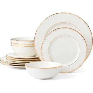 imageLenox 6111918 Federal Gold Accent Plate12Piece Dinnerware Set