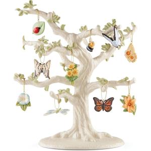 imageLenox 6361265 Snoopy ampamp Friends 11Piece Christmas Tree Ornament Set Display Stand10Piece Ornament Set with Tree Butterfly