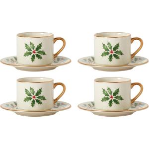 imageLenox 870006 Hosting The Holidays Wine Coaster ampamp Stopper Set Christmas ThemeEspresso Cup  Saucer Set
