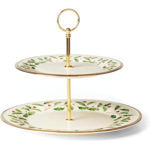 imageLenox 886642 Holiday Bakeshop Cupcake Candy Dish Christmas Hosting2Tiered Server