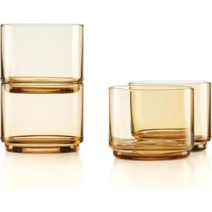 imageLenox 894462 Tuscany Classics Stackable 4Piece Tall Glasses Blue 14 ozShort Glasses  Set of 4  Amber