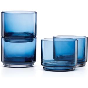 imageLenox 894462 Tuscany Classics Stackable 4Piece Tall Glasses Blue 14 ozShort Glasses  Set of 4  Blue