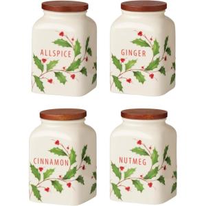 imageLenox 895048 Holiday Baking Spice Jars Set of 4 Christmas Theme