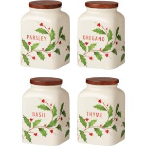 imageLenox 895049 Holiday Cooking Spice Jars Set of 4 Christmas Theme