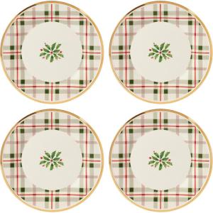 imageLenox Holiday Plaid Dinner Plates Set of 4 602 Red ampamp GreenAccent Plates  Set of 4