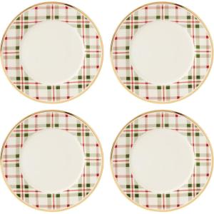 imageLenox Holiday Plaid Dinner Plates Set of 4 602 Red ampamp GreenDinner Plates  Set of 4