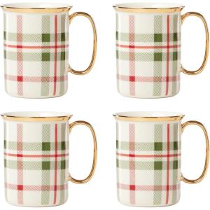 imageLenox Holiday Plaid Dinner Plates Set of 4 602 Red ampamp GreenMugs  Set of 4