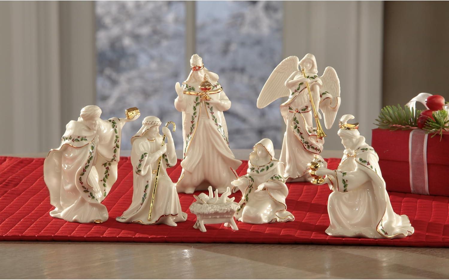 imageLenox 806053 Holiday 7Piece Mini Nativity Set 4Inch 7 Count Christmas DecorFloral