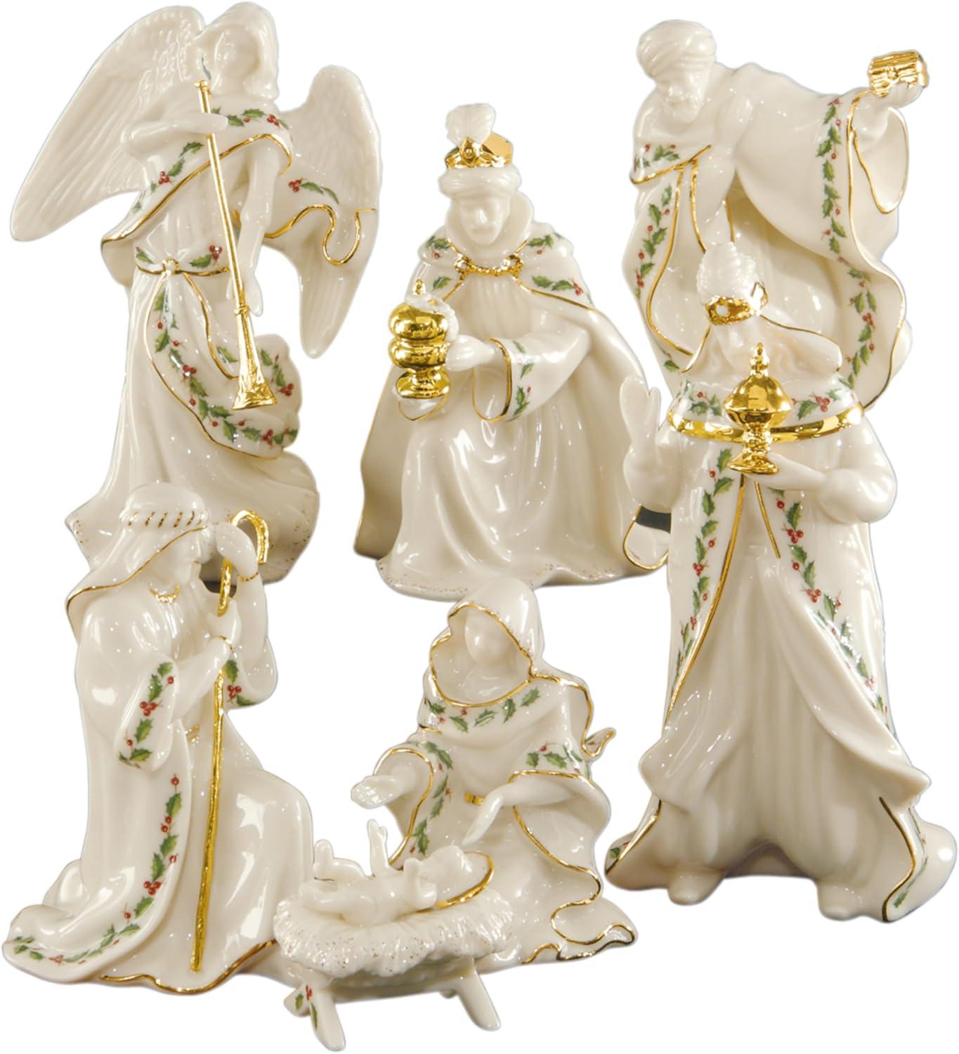 imageLenox 806053 Holiday 7Piece Mini Nativity Set 4Inch 7 Count Christmas DecorFloral