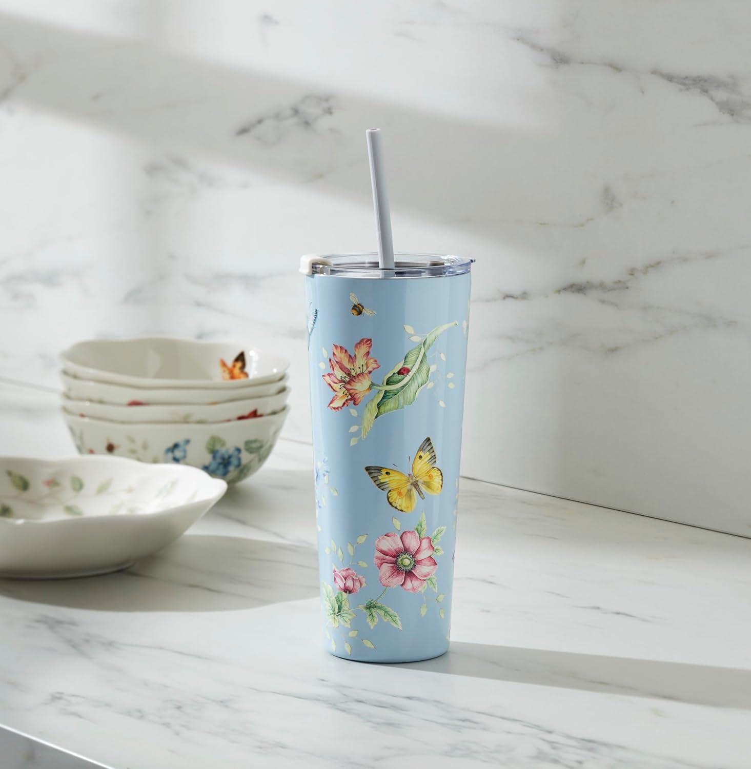 imageLenox 895743 Butterfly Meadow Light Blue Insulated Water BottleBlue