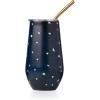 imageLenox 895732 Blue Bay Dot Pattern Stainless Steel Wine Tumbler With StrawDot