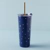 imageLenox 895732 Blue Bay Dot Pattern Stainless Steel Wine Tumbler With StrawDot