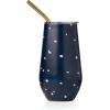 imageLenox 895732 Blue Bay Dot Pattern Stainless Steel Wine Tumbler With StrawDot