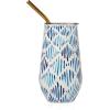 imageLenox 895732 Blue Bay Dot Pattern Stainless Steel Wine Tumbler With StrawIkat