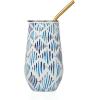 imageLenox 895732 Blue Bay Dot Pattern Stainless Steel Wine Tumbler With StrawIkat