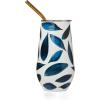 imageLenox 895732 Blue Bay Dot Pattern Stainless Steel Wine Tumbler With StrawLeaf