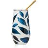 imageLenox 895732 Blue Bay Dot Pattern Stainless Steel Wine Tumbler With StrawLeaf