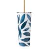 imageLenox 895732 Blue Bay Dot Pattern Stainless Steel Wine Tumbler With StrawLeaf