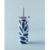 imageLenox 895732 Blue Bay Dot Pattern Stainless Steel Wine Tumbler With StrawLeaf