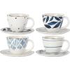 imageLenox Porcelain Blue Bay 4Piece Espresso Cup ampamp Saucer Set 245 LB