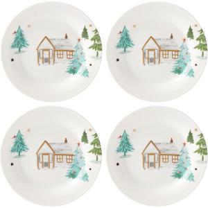 imageLenox 890753 Balsam Lane 4Piece Tidbit Plate Set Christmas Drinkware Holiday Hosting