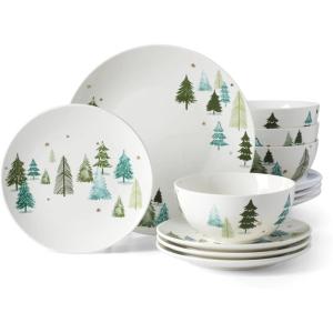 imageLenox 893565 Balsam Lane 12Piece Dinnerware Set Green Christmas Holiday Hosting12Piece Dinnerware Set