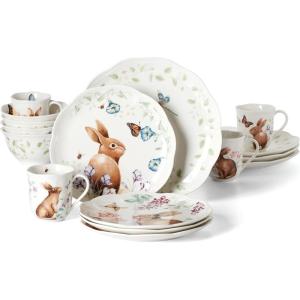 imageLenox 894104 Butterfly Meadow Bunny 16Piece Set Easter Dinnerware Set
