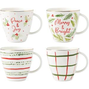 imageLenox 895258 Bayberry 12Piece Dessert Set Christmas Drinkware Holiday HostingMugs  Set of 4