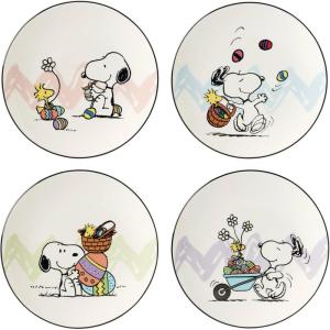imageLenox 895684 Peanuts Easter Snoopy 4Piece Accent Plates Set Spring Dinnerware