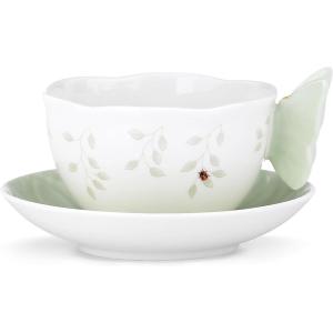 imageLenox Butterfly Meadow Figural Cup and Saucer Set YellowCup and Saucer  Green