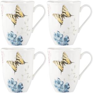 imageLenox Butterfly Meadow Hydrangea Large Oval Platter White Mugs  Set of 4