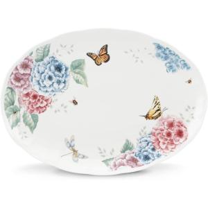 imageLenox Butterfly Meadow Hydrangea Large Oval Platter White Oval Platter