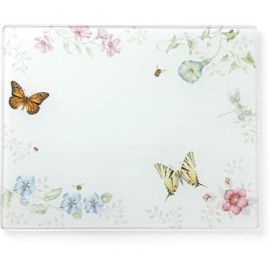 imageLenox Butterfly Meadow Large Glass Cutting Board 295 LB MultiGlass Prep Board  Large