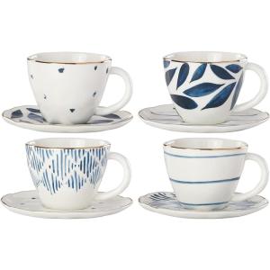imageLenox Porcelain Blue Bay 4Piece Espresso Cup ampamp Saucer Set 245 LB