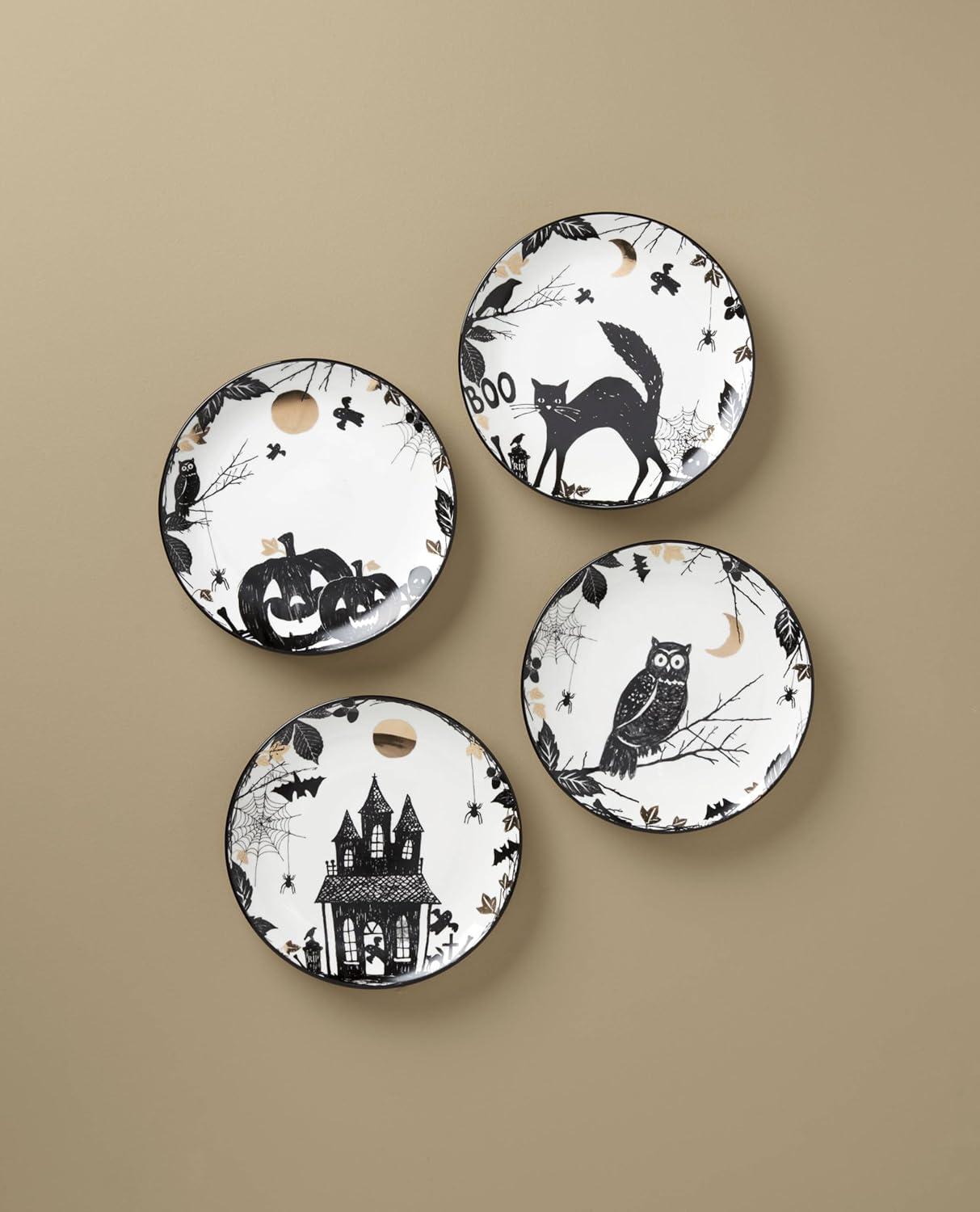 imageLenox 896871 Vintage Halloween Haunted Accent Plates Set of 4 Assorted HalloweenAccent Plates  Set of 4