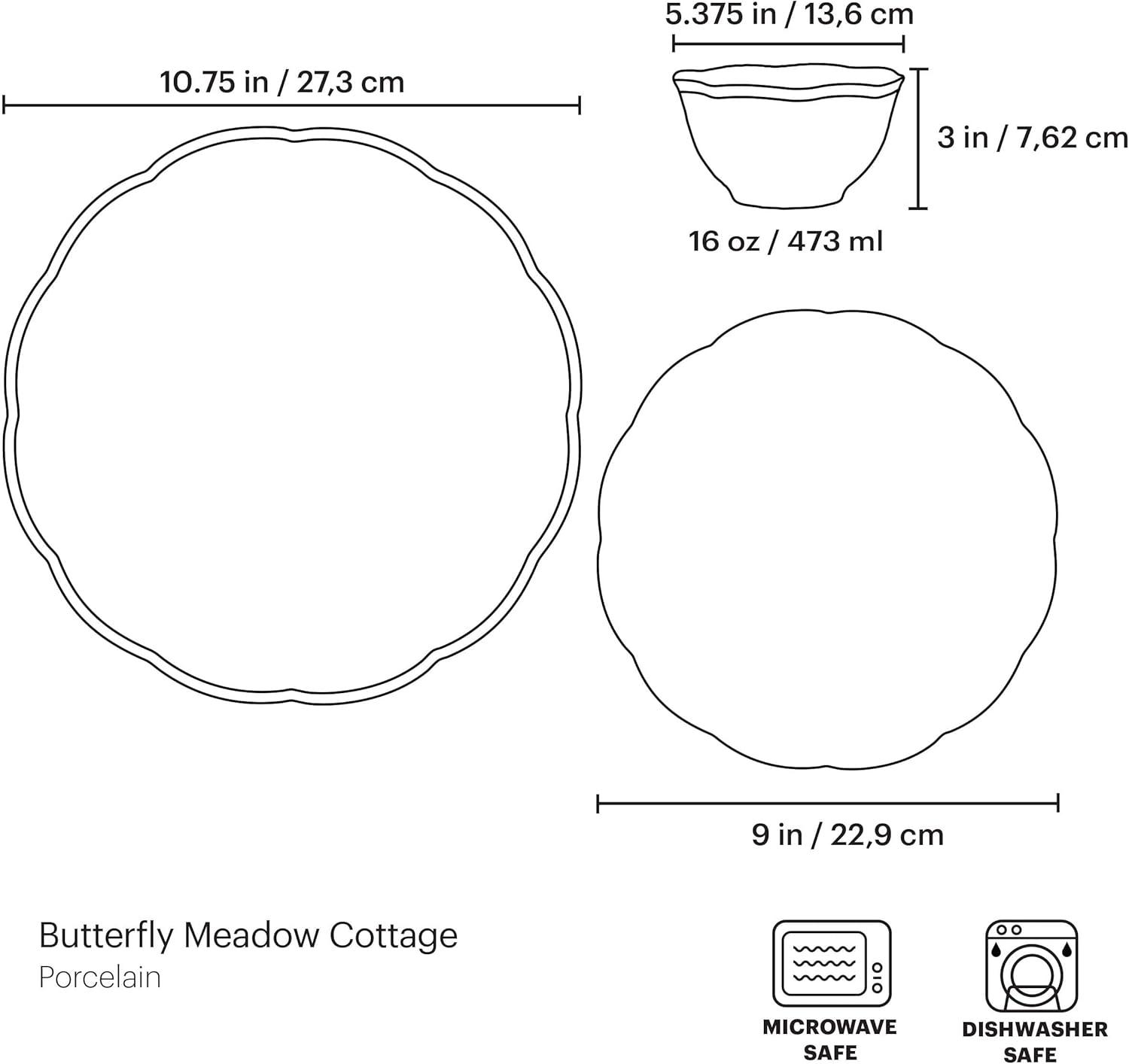 imageLenox Butterfly Meadow Cottage 12Piece Dinnerware Set 1755 LB Cornflower