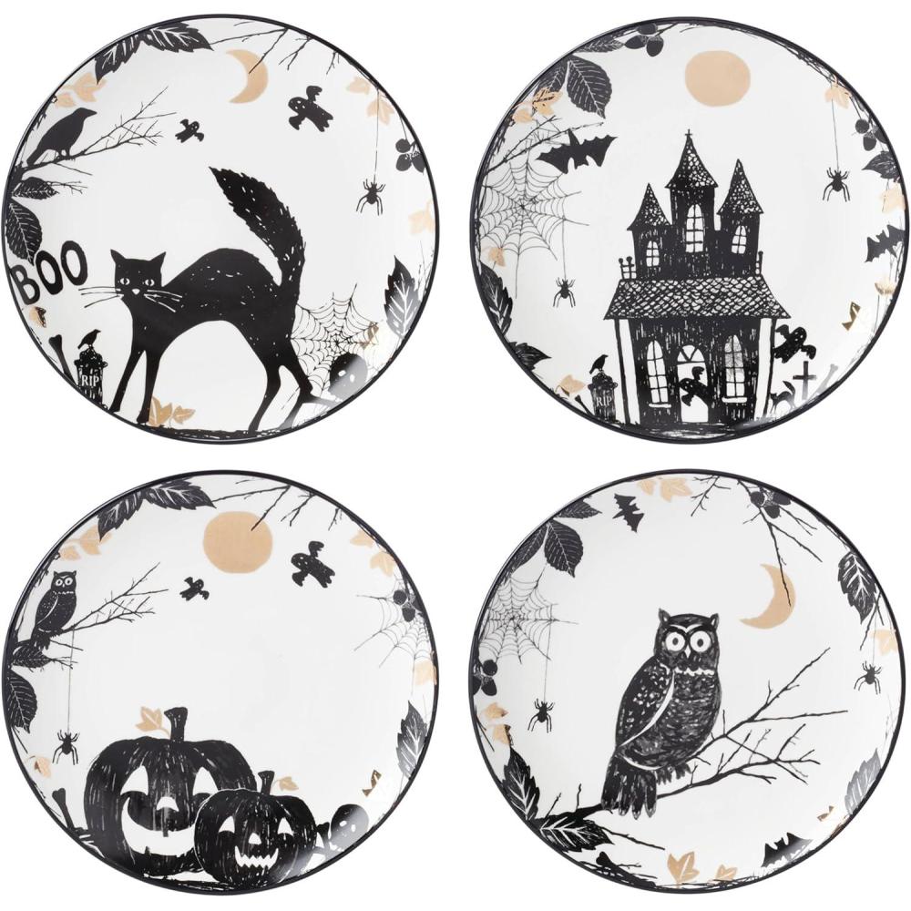 imageLenox 896871 Vintage Halloween Haunted Accent Plates Set of 4 Assorted HalloweenAccent Plates  Set of 4