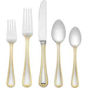 imageLenox 5Piece Vintage Jewel Gold Place Setting  Silver Gold
