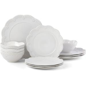 imageLenox 888917 Chelse Muse Fleur Matte Black 4Piece Bowl Set12Piece Dinnerware Set  Floral
