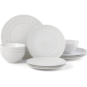 imageLenox 888917 Chelse Muse Fleur Matte Black 4Piece Bowl Set12Piece Dinnerware Set