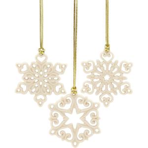 imageLenox 888922 Mini Snowflake 3Piece Ornament Set ChristmasPierced Set