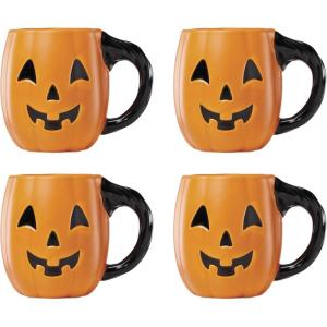 imageLenox 897476 Vintage Halloween Figural Pumpkin Mugs Set of 4 HalloweenMugs  Set of 4