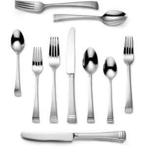 imageLenox Federal Platinum 5Piece Stainless Steel Flatware Place Setting Service for 1 Silver Frosted