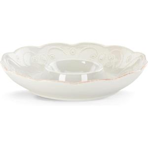 imageLenox French Perle White Tall Salt and Pepper Set Chip  Dip Tray