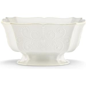 imageLenox French Perle White Tall Salt and Pepper Set Footed Centerpiece Bowl