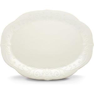 imageLenox French Perle White Tall Salt and Pepper Set Oval Platter